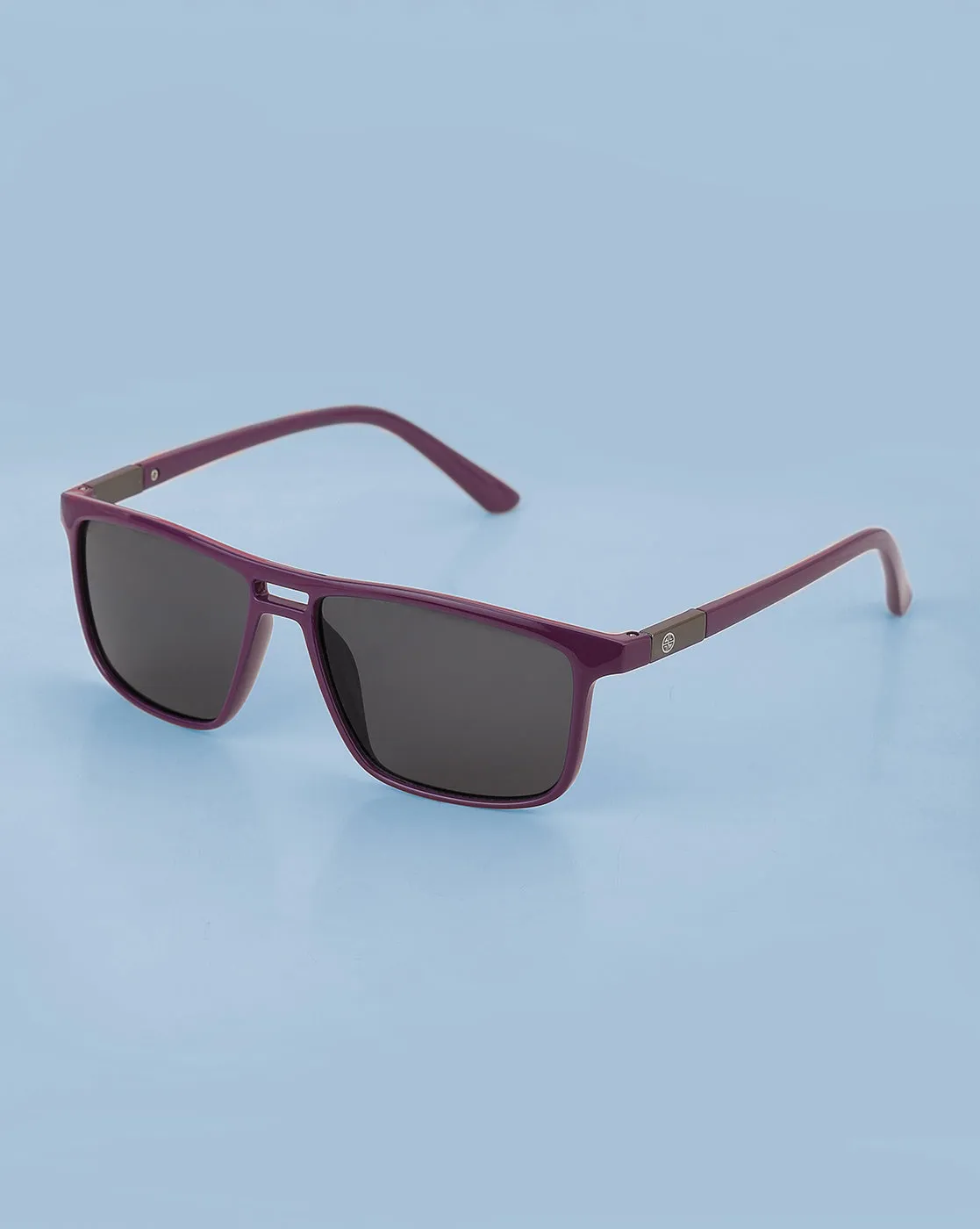 Purple  Toned With Uv Protected Rectangle Sunglass For Unisex