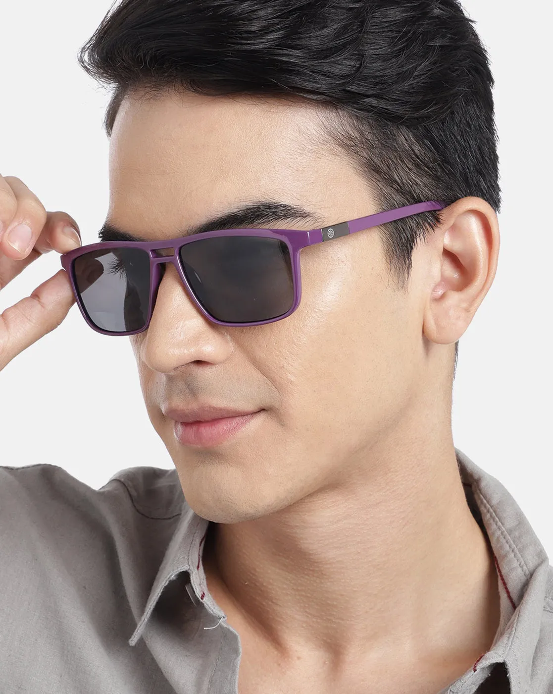 Purple  Toned With Uv Protected Rectangle Sunglass For Unisex