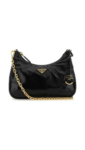 Re-Edition 2002 Bag in Antique Glossy Leather - Black