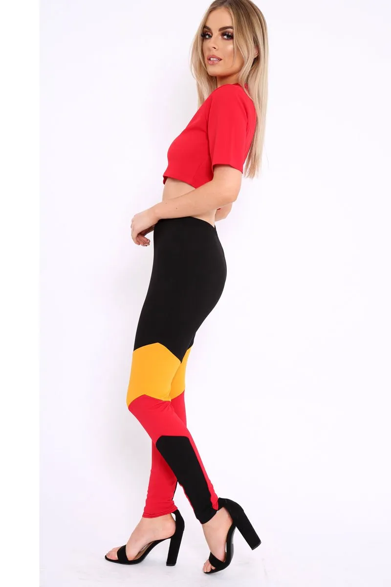 Red Yellow and Black Colour Block Co-ord - Jamie-Lee