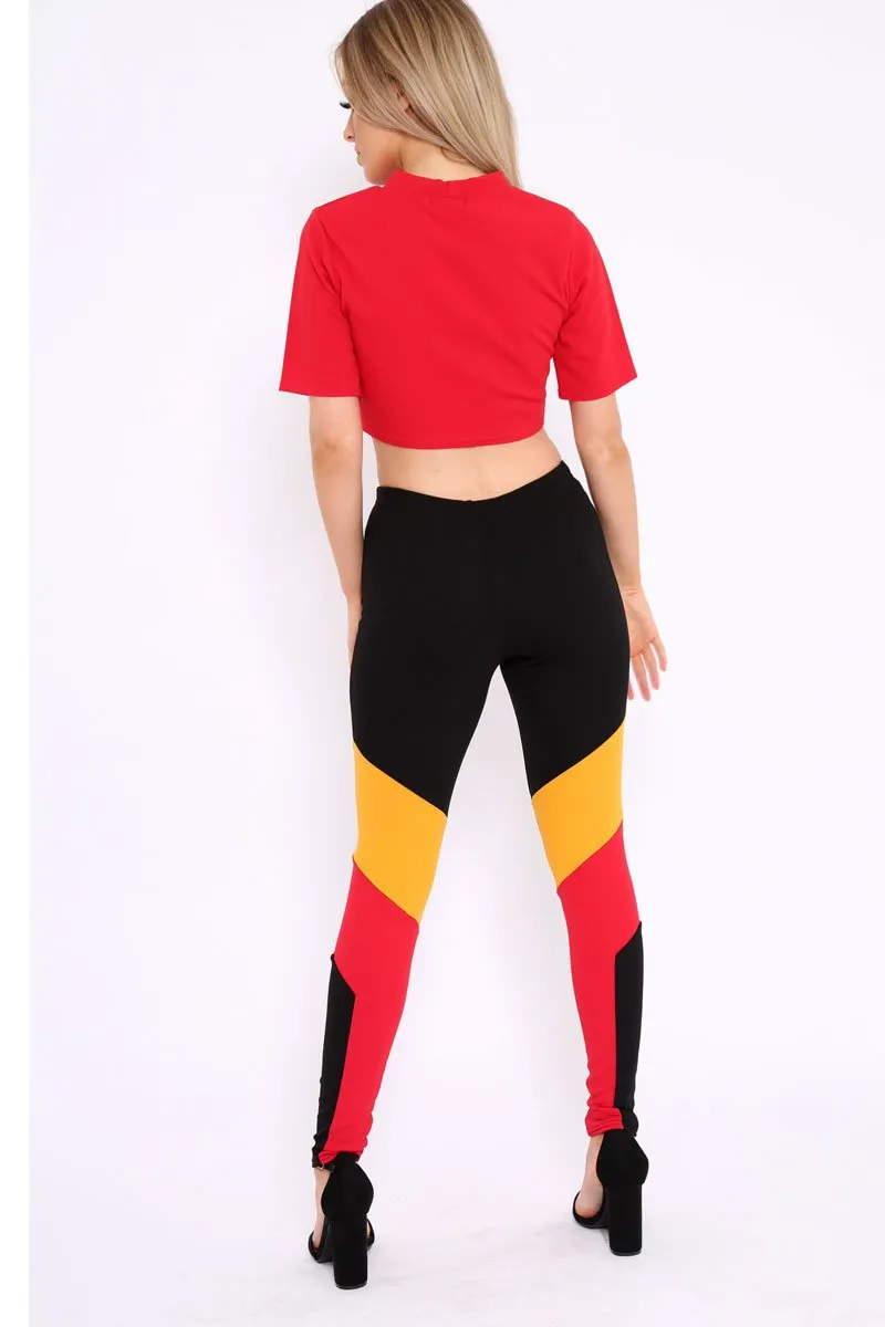 Red Yellow and Black Colour Block Co-ord - Jamie-Lee