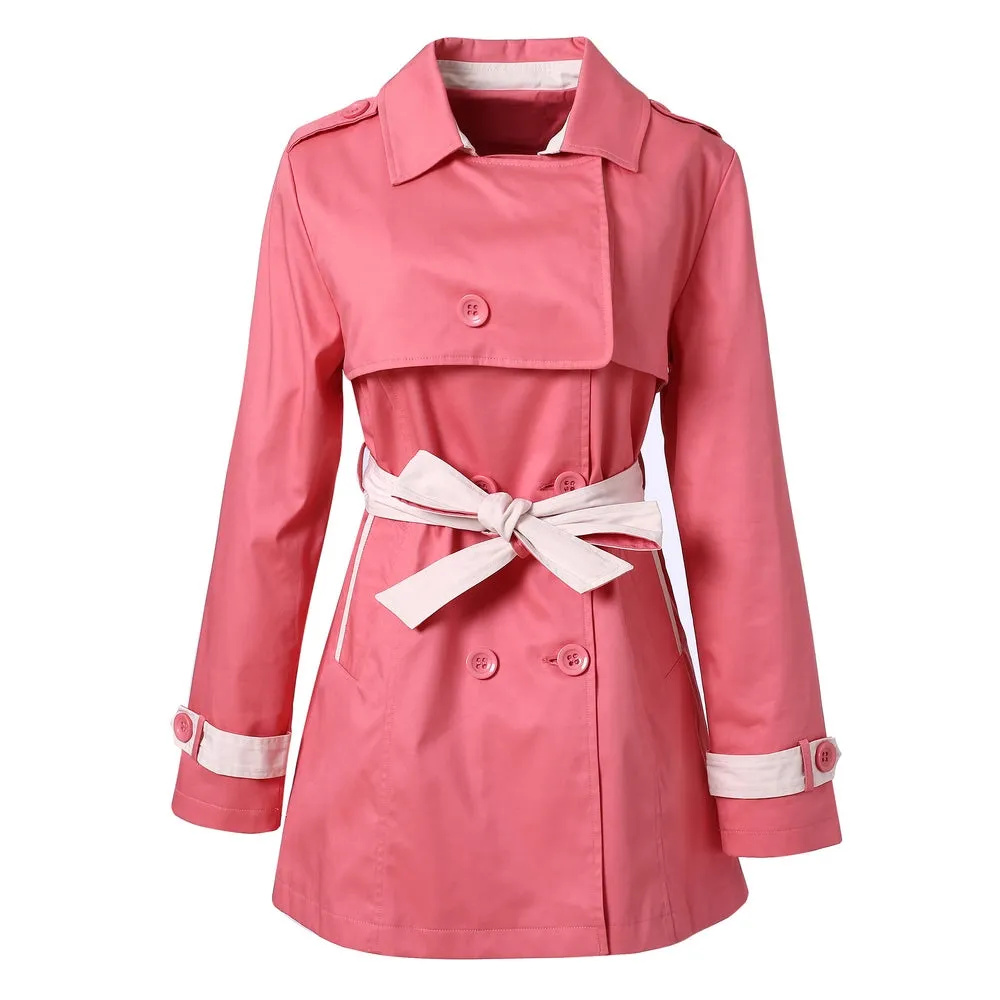 Richie House Kids Girls Classy 100% Cotton Long Trench Coat Ribbon Jacket Bow Dress RH2105