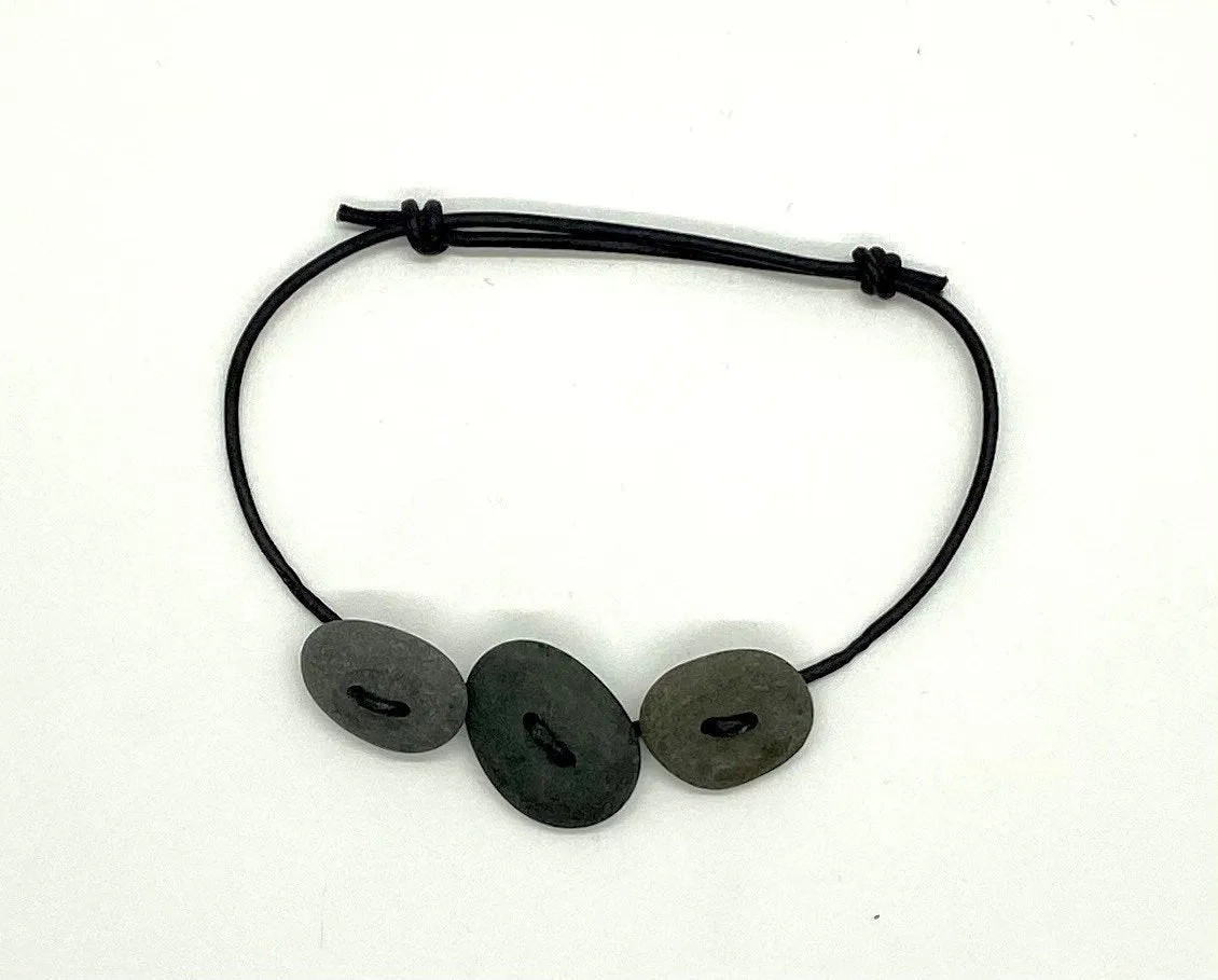 Rock Button Leather Bracelet