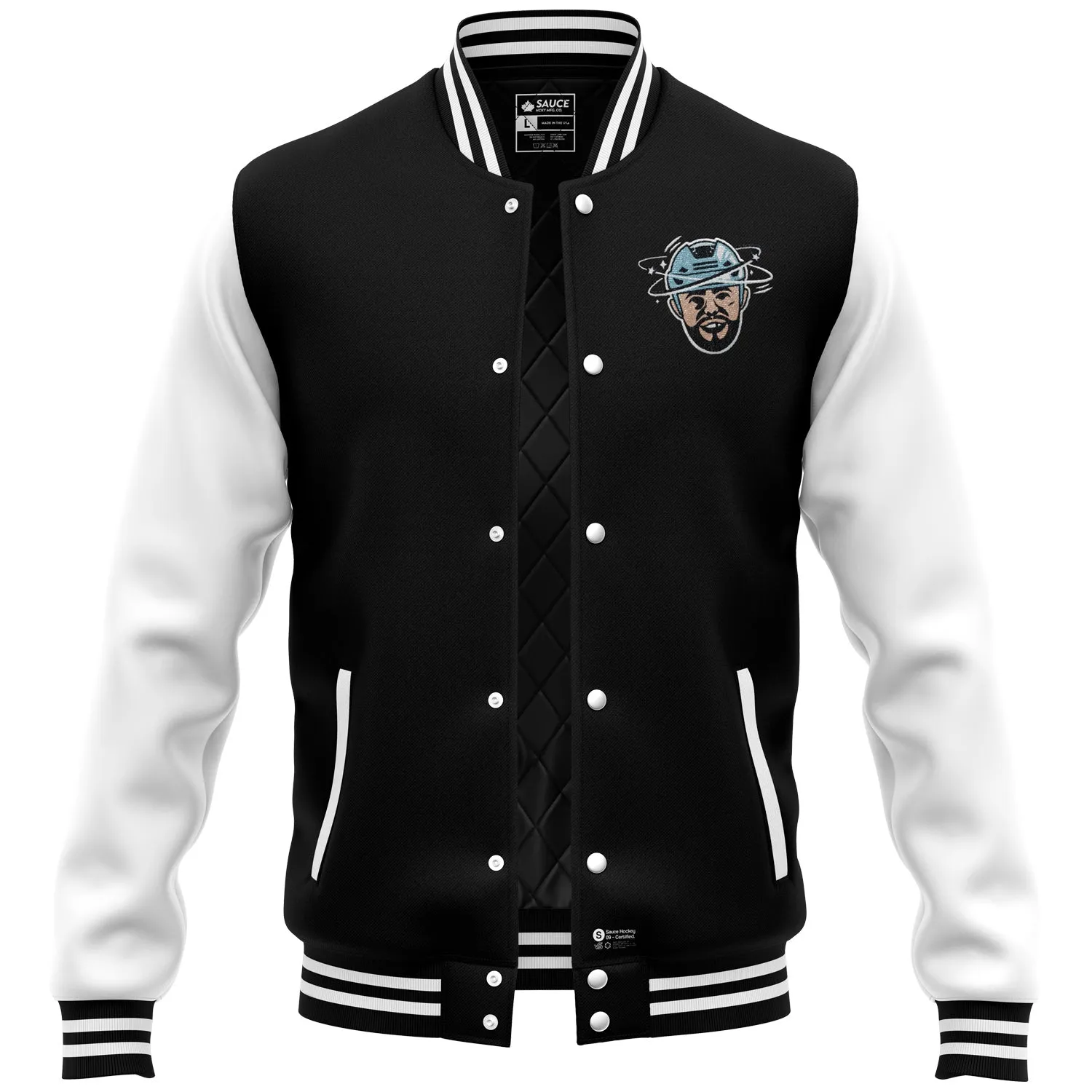 ROCKSTAR VARSITY JACKET - BLACK / WHITE