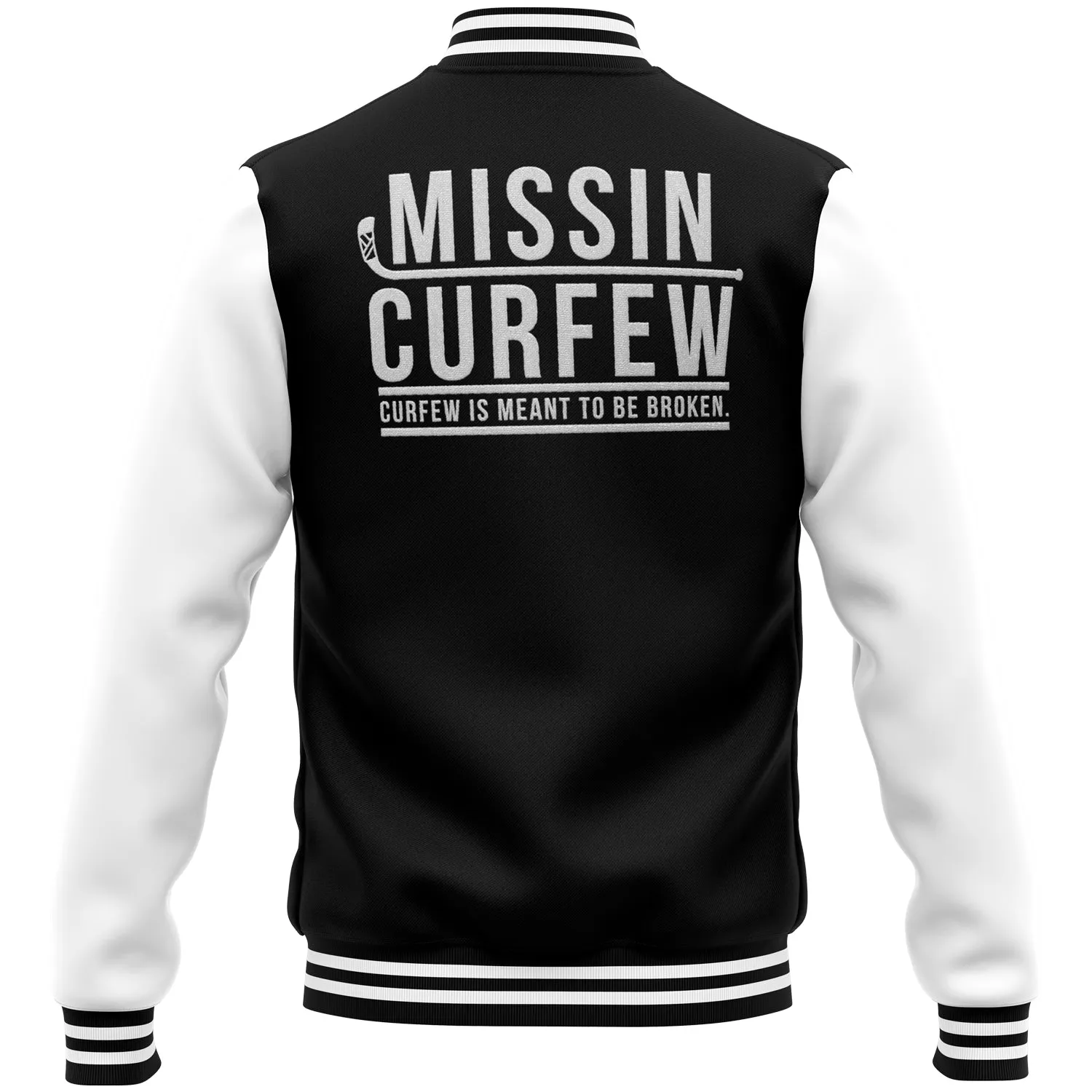 ROCKSTAR VARSITY JACKET - BLACK / WHITE