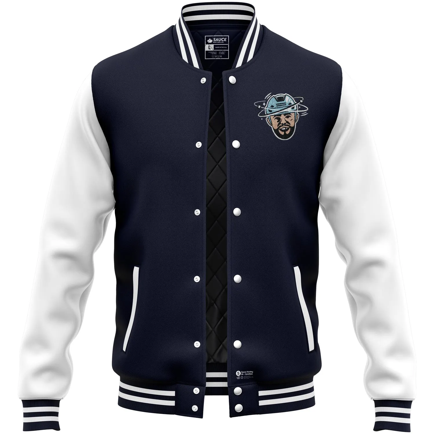 ROCKSTAR VARSITY JACKET - NAVY / WHITE