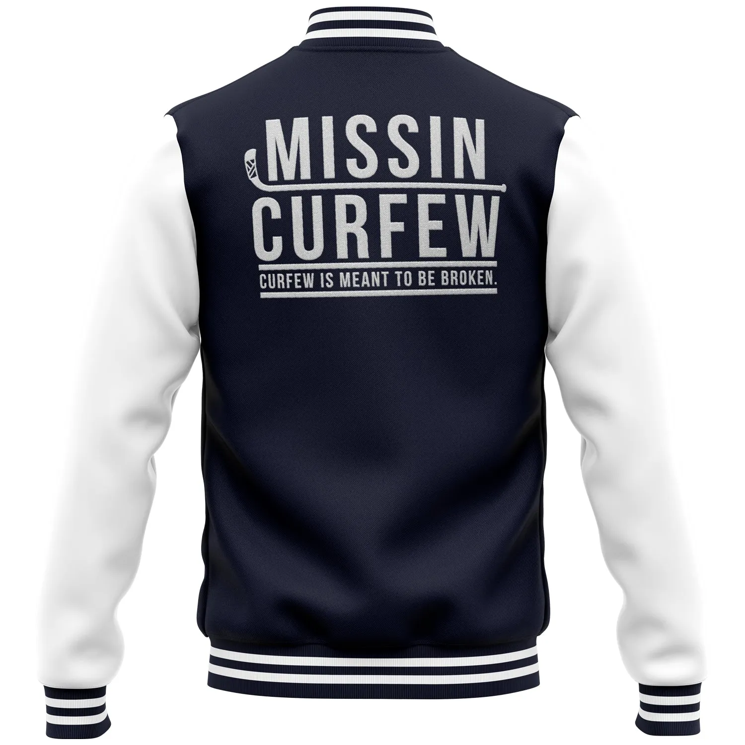 ROCKSTAR VARSITY JACKET - NAVY / WHITE