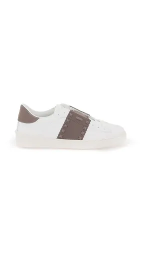 Rockstud Untitled Sneakers in Calfskin - White/Brown