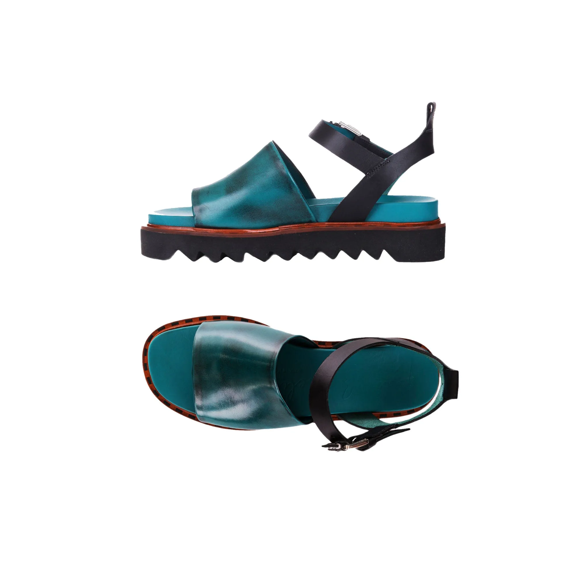 Sandal Zeppa Spazzolato Blue