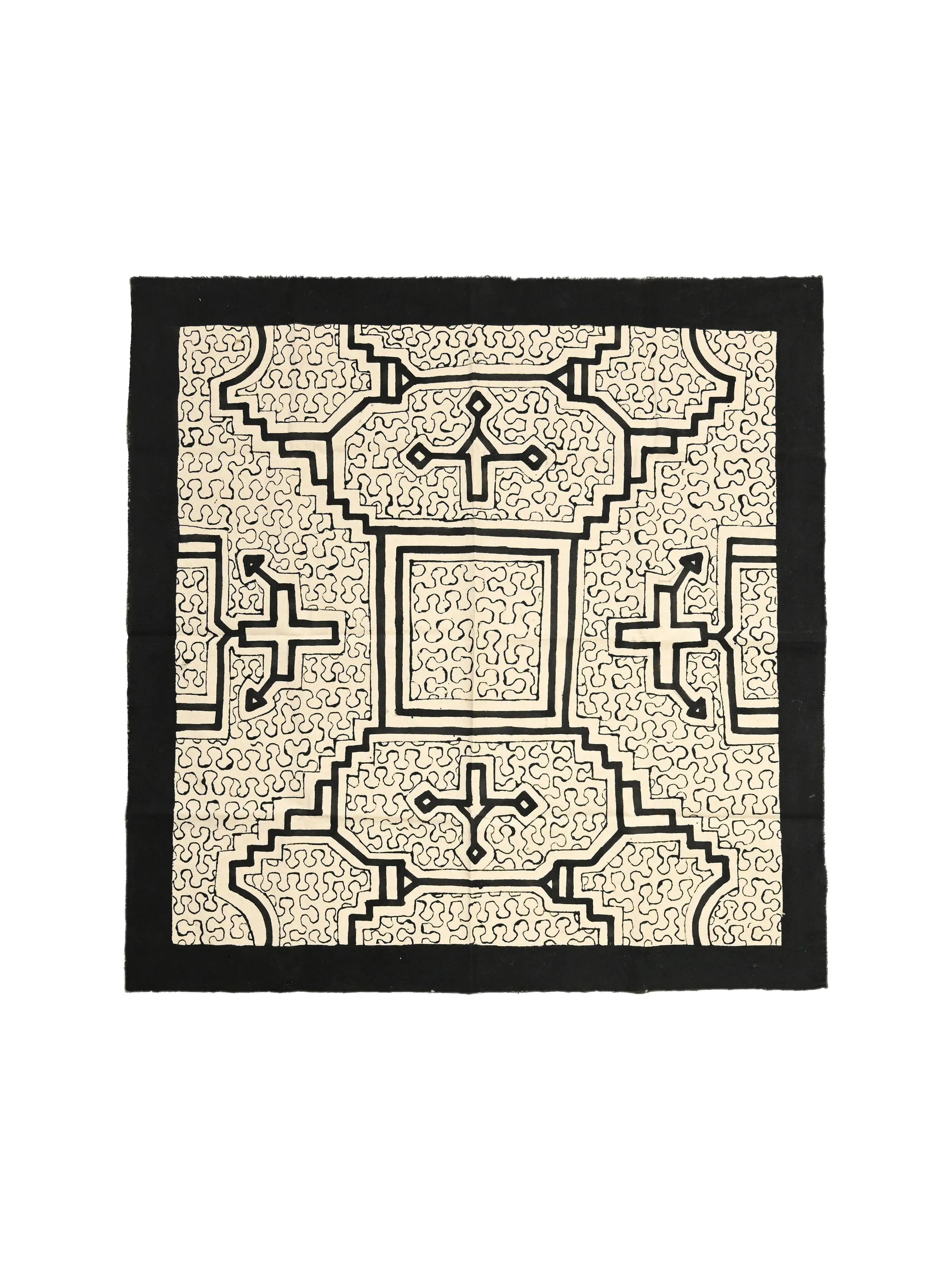 Shipibo Painted Cloth - White-Black