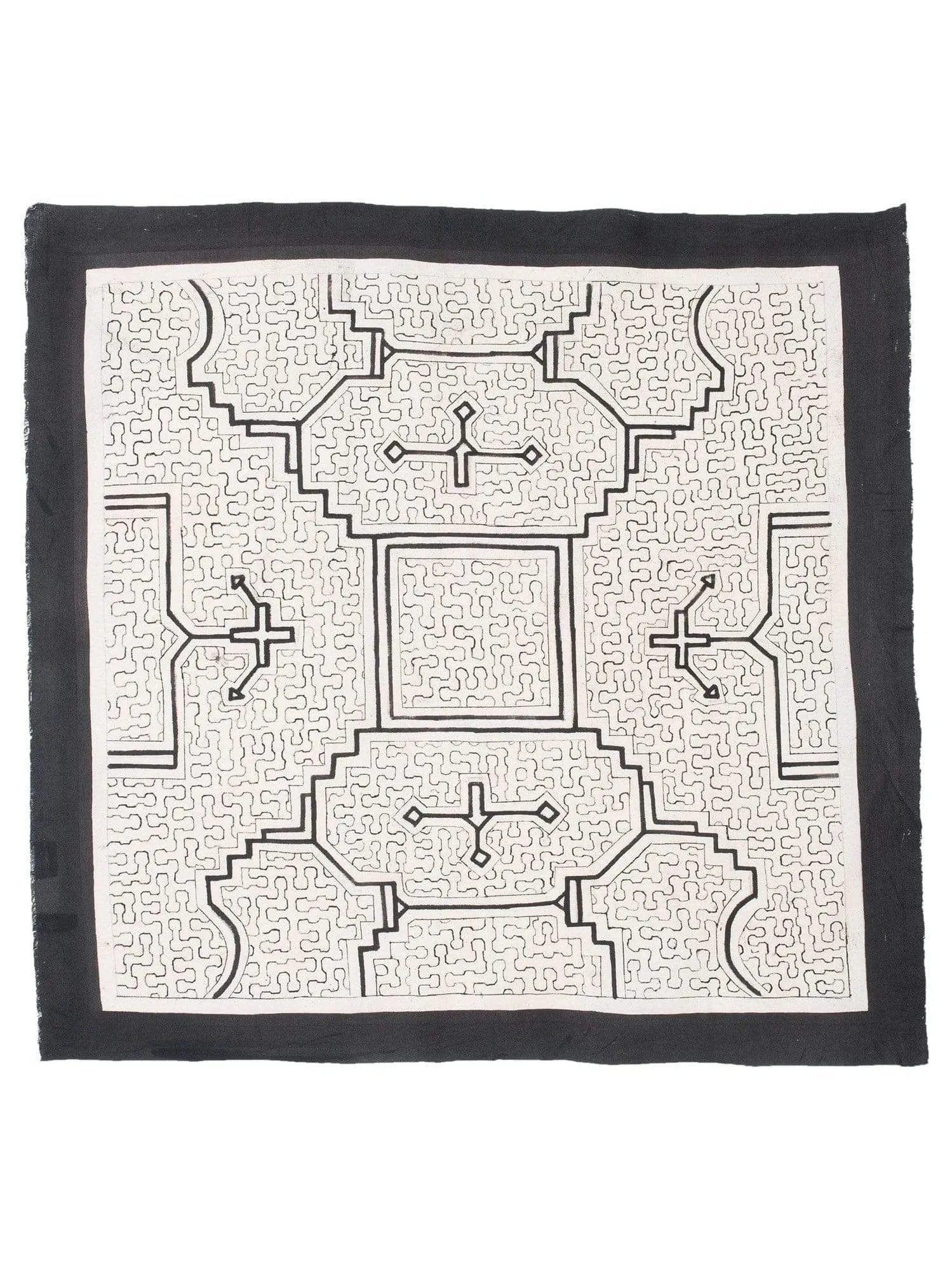 Shipibo Painted Cloth - White-Black