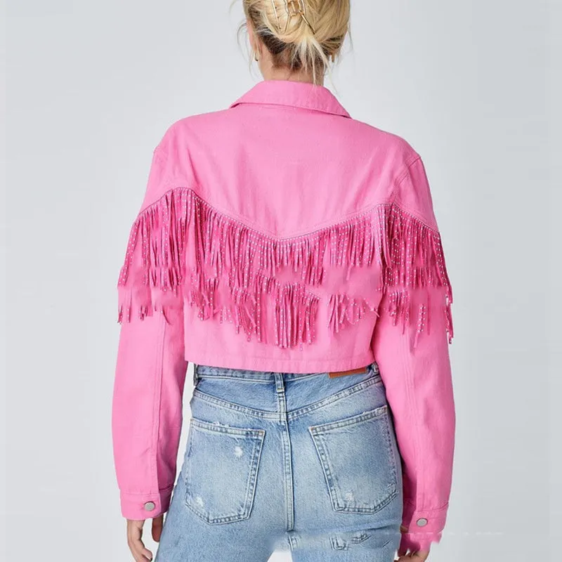 Stylish Tassel Denim Jacket