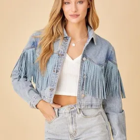 Stylish Tassel Denim Jacket