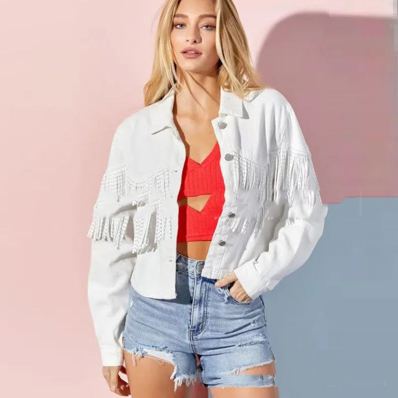 Stylish Tassel Denim Jacket