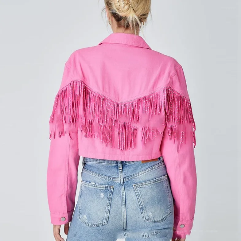 Stylish Tassel Denim Jacket