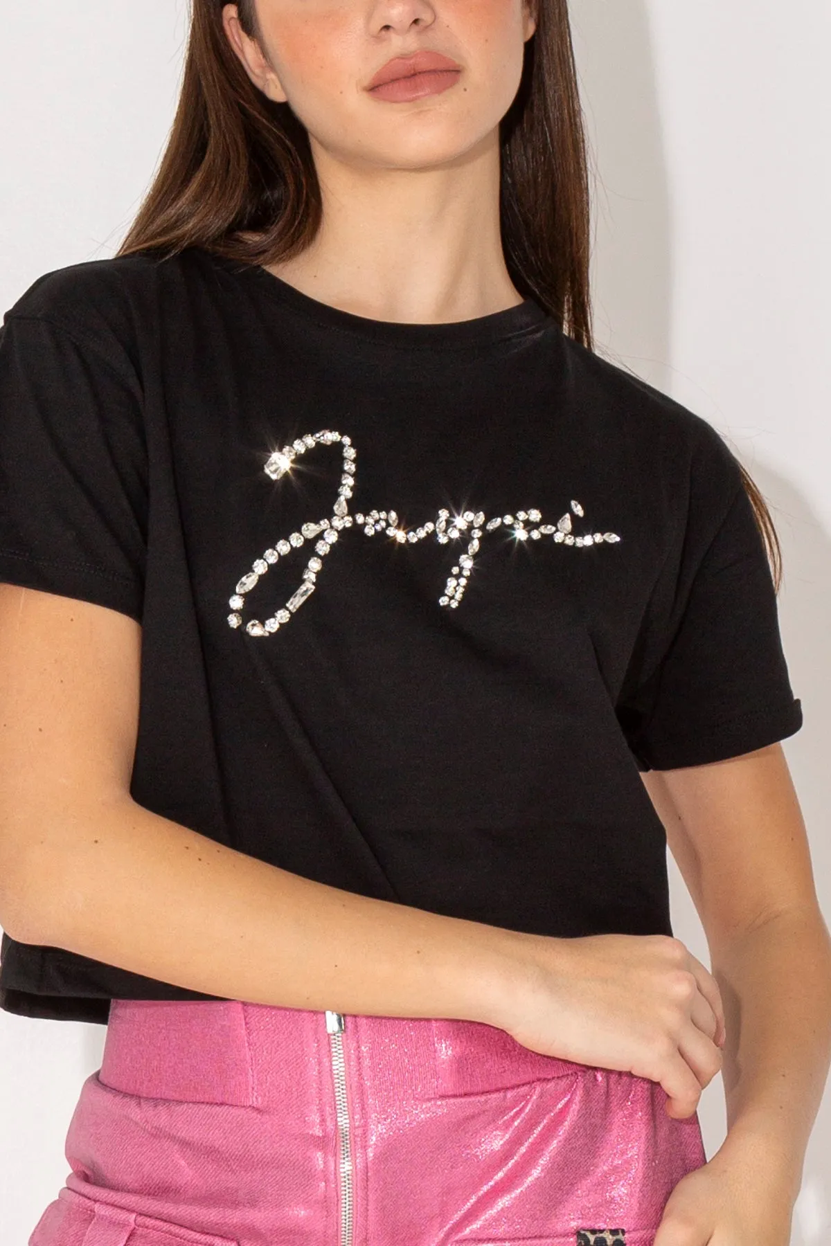 T-shirt crop con logo