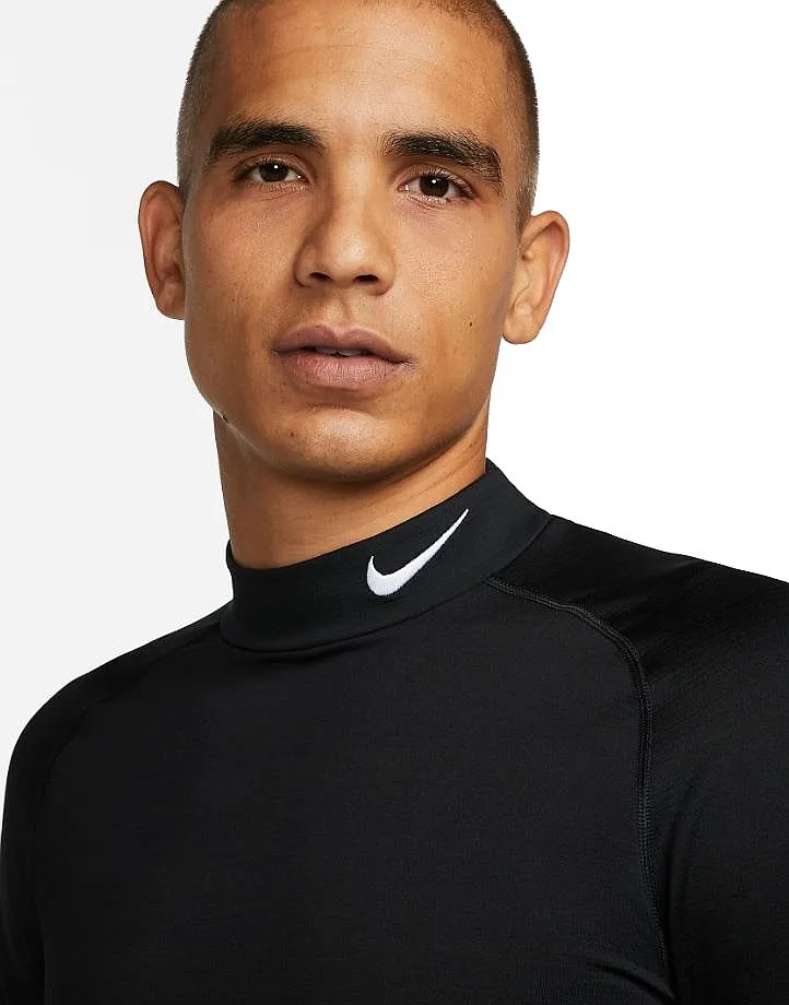 T-Shirt Nike Pro Warm LS - Black/White - men´s