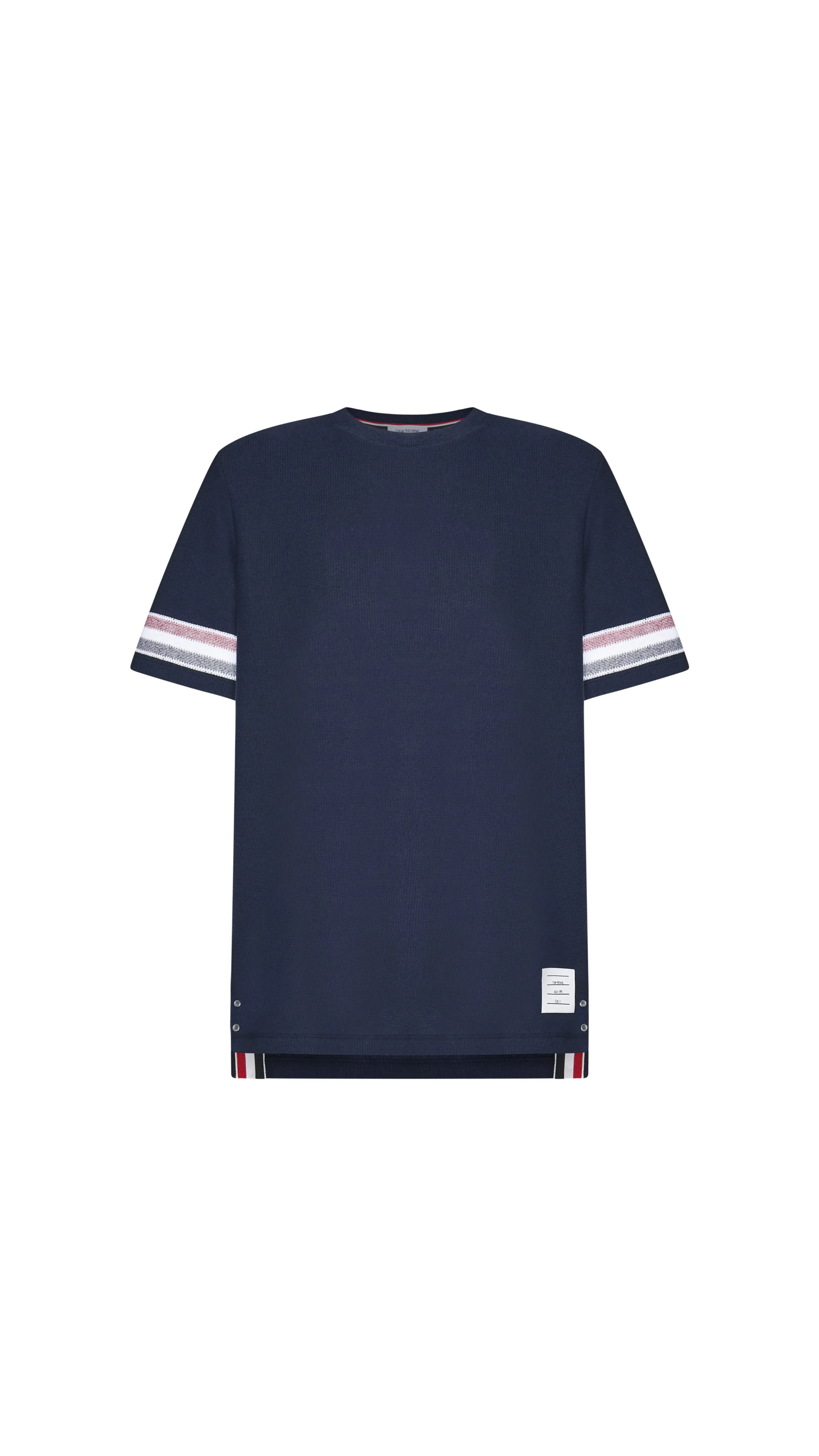 Textured Cotton Stripe Short Sleeve Tee - Navy