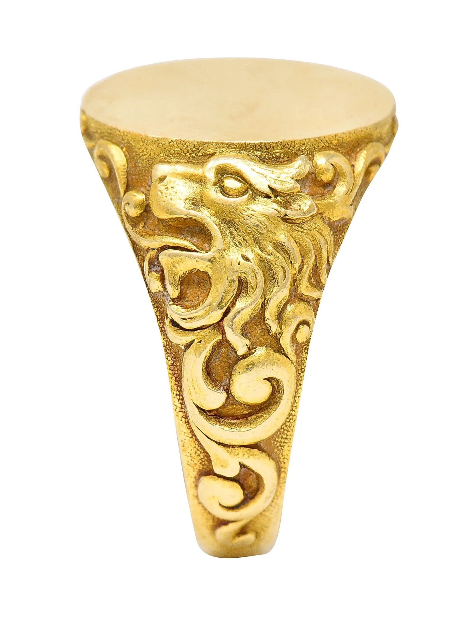 Tiffany & Co. Art Nouveau 18 Karat Gold Unisex Lion Signet Ring