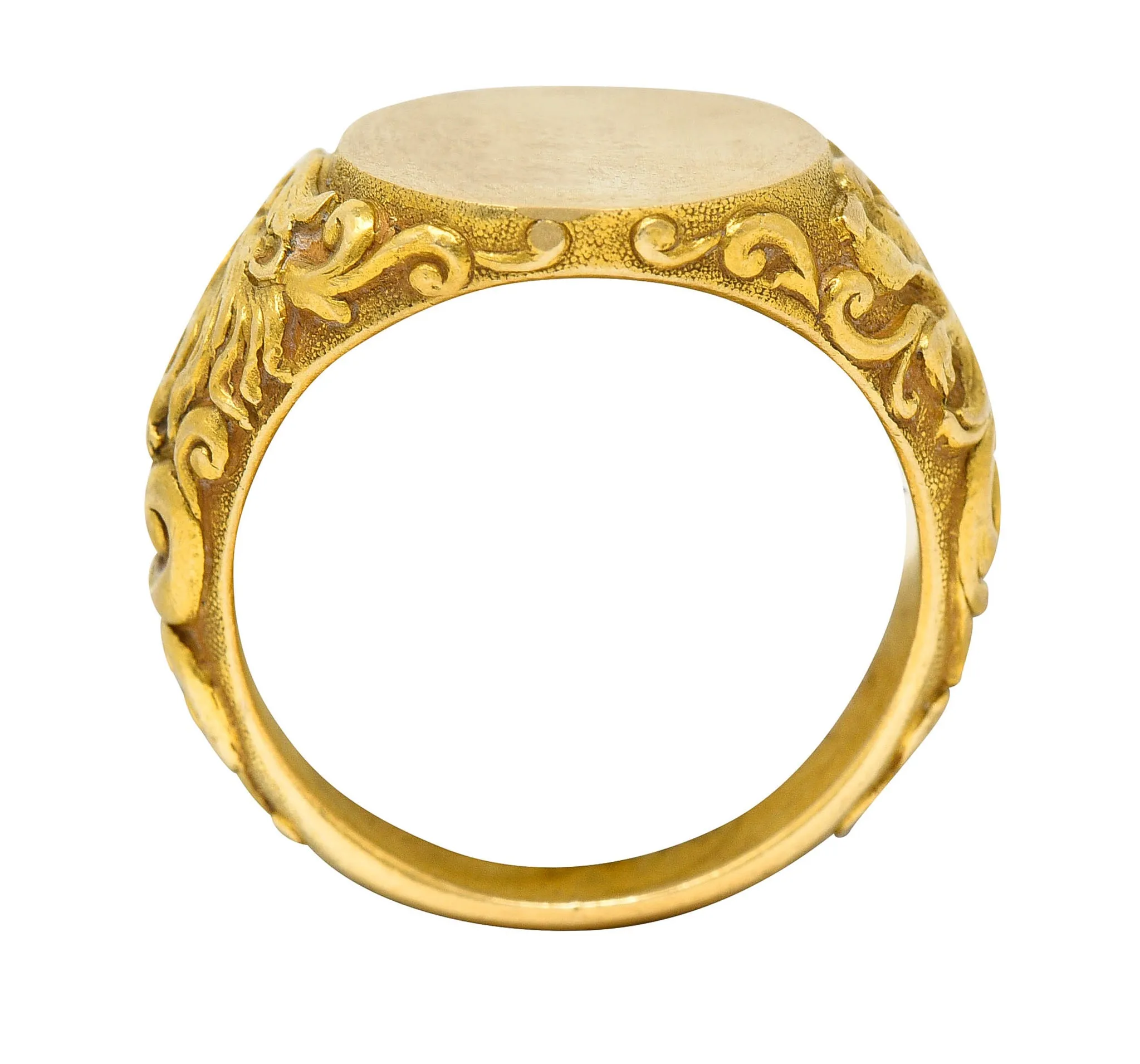 Tiffany & Co. Art Nouveau 18 Karat Gold Unisex Lion Signet Ring