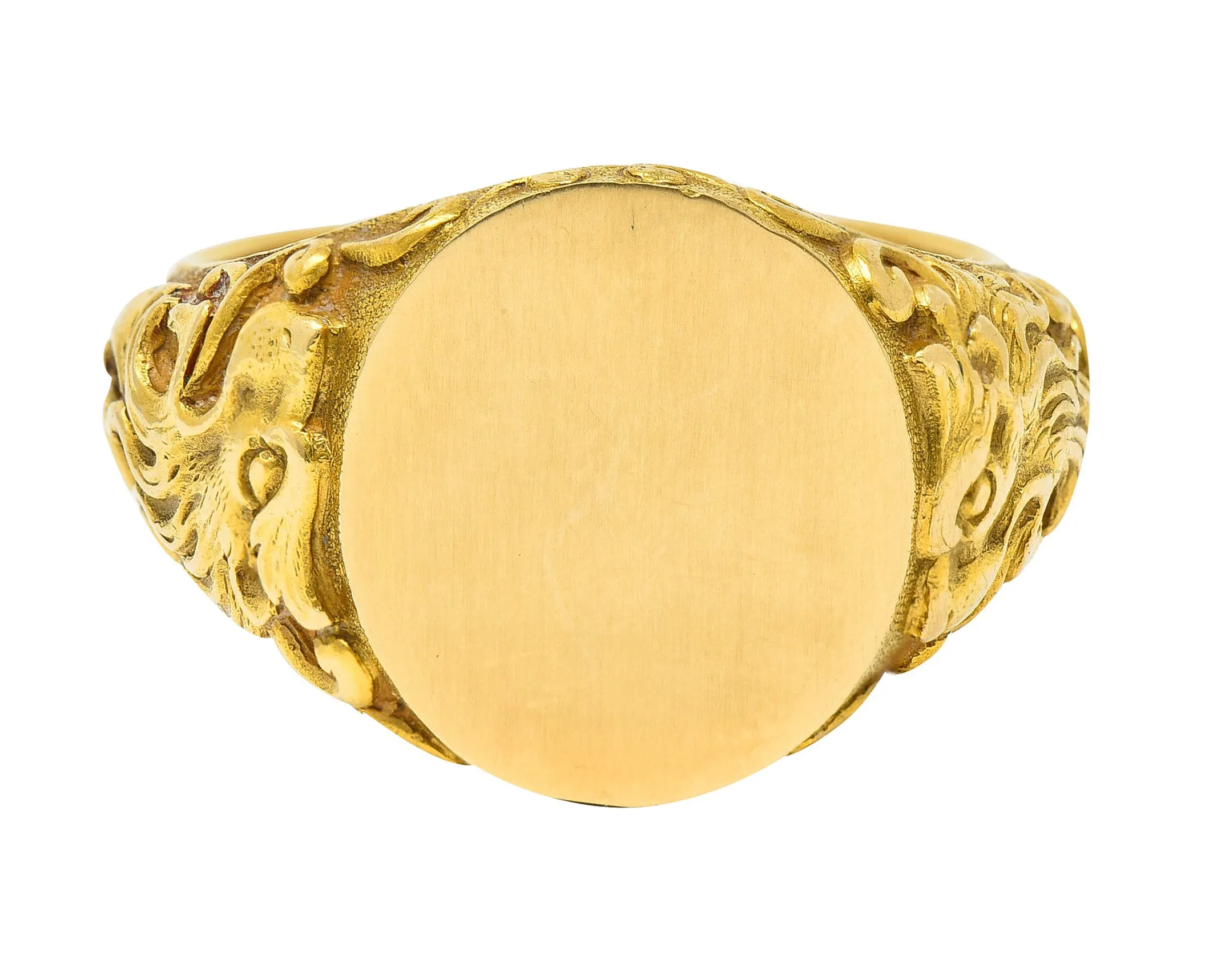 Tiffany & Co. Art Nouveau 18 Karat Gold Unisex Lion Signet Ring