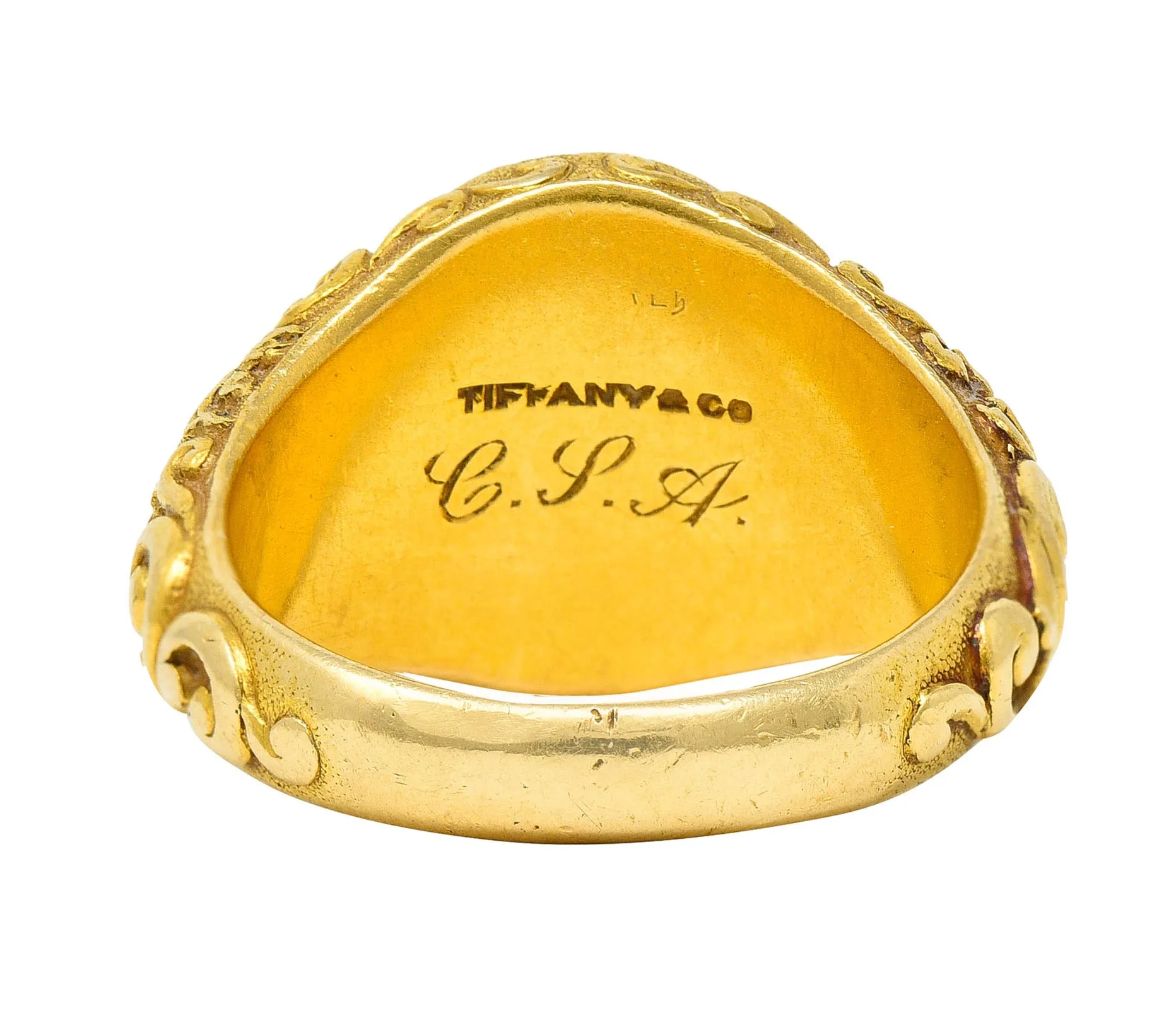 Tiffany & Co. Art Nouveau 18 Karat Gold Unisex Lion Signet Ring