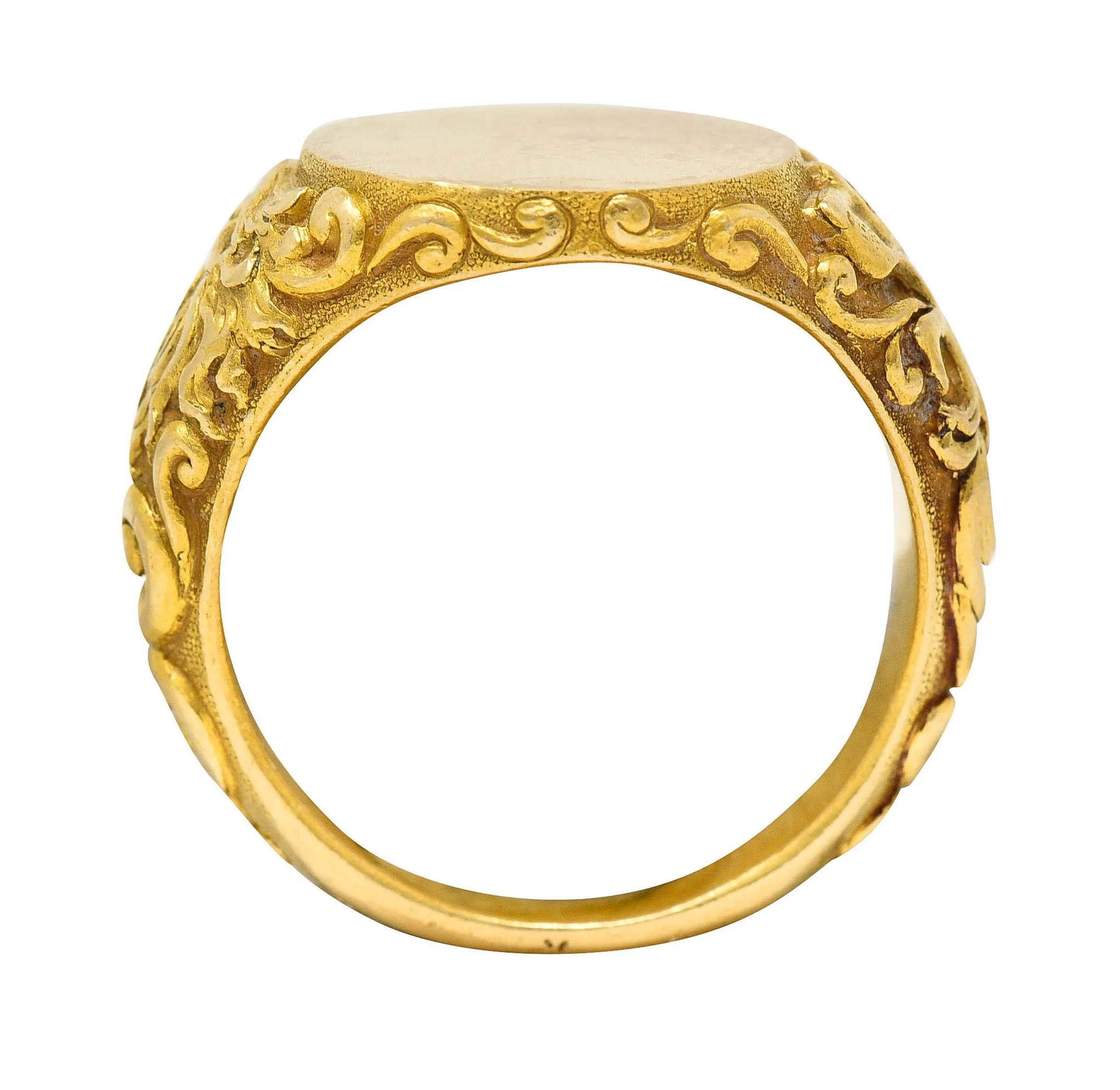 Tiffany & Co. Art Nouveau 18 Karat Gold Unisex Lion Signet Ring