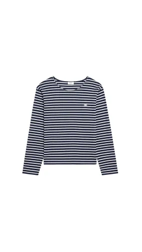 Triomphe T-shirt In Striped Cotton Jersey - White/Navy/Black