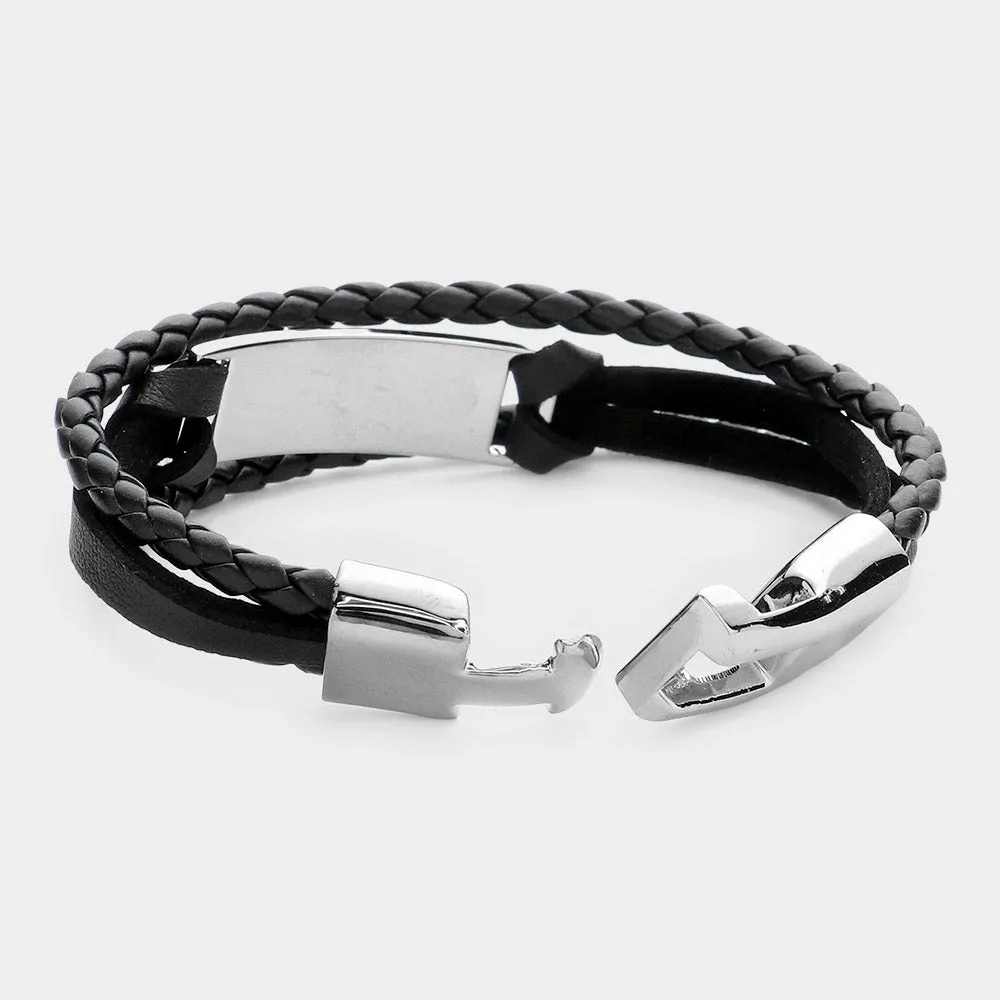 Uni-Sex Braided Faux Leather Bracelet