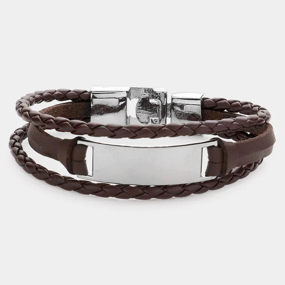 Uni-Sex Braided Faux Leather Bracelet