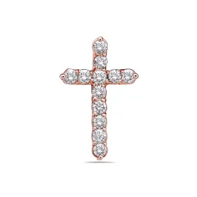 Unisex 14K Rose Gold Cross Pendant with 2.50 CT Diamonds