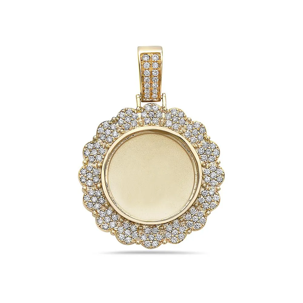 Unisex 14K Yellow Gold Blank Bezel Pendant with 1.52 CT Diamonds