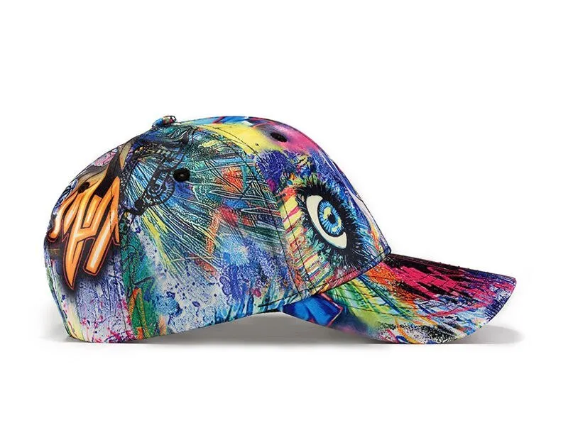 Unisex Casual Fitted Curved Peak Graffiti Hip Hop Baseball Cap