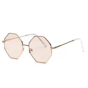 Unisex Polygon Shape Tinted Vintage Clear Sunglasses with Gradient Lens