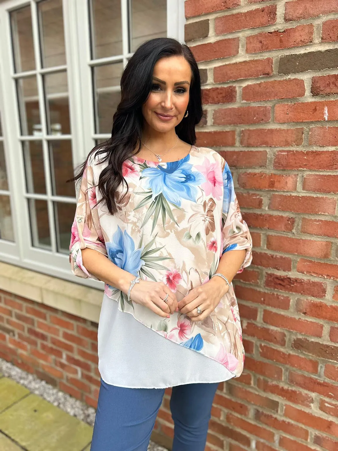 Vanilla Chiffon Layered Floral Blouse Sienna