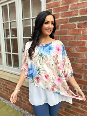 Vanilla Chiffon Layered Floral Blouse Sienna