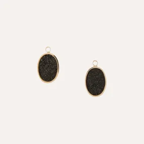 Vaporized Black Druzy Oval Earring Drops