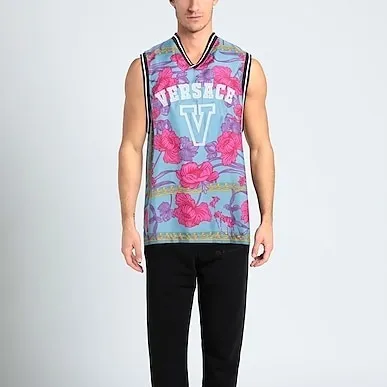 VERSACE  |Unisex Silk Nylon Street Style Logo Luxury Tanks