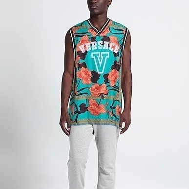 VERSACE  |Unisex Silk Nylon Street Style Logo Luxury Tanks