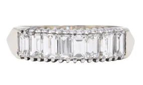 Vintage 1.88 CTW Baguette Diamond 14 Karat White Gold Unisex Band Ring