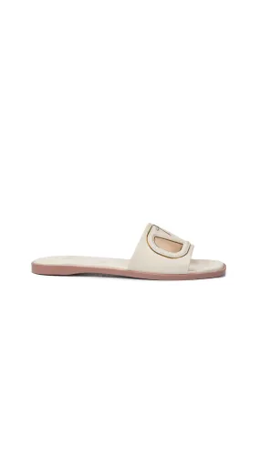 Vlogo Cut-out Leather Sandals - Ivory