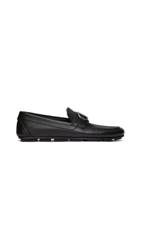 Vlogo Signature Grainy Calfskin Driving Shoe - Black