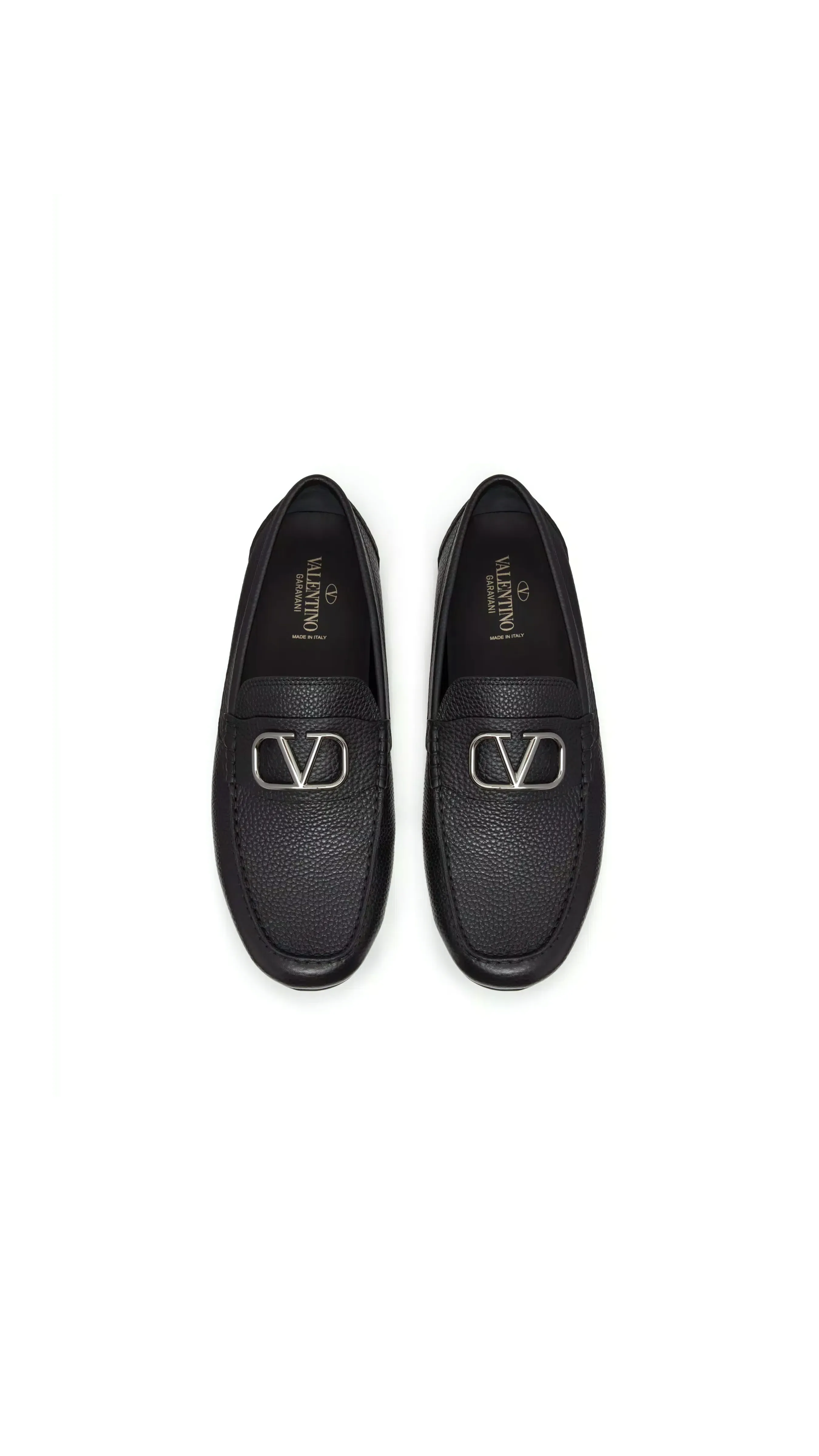 Vlogo Signature Grainy Calfskin Driving Shoe - Black