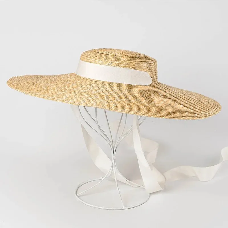 Wide Brim Straw Boater Hat