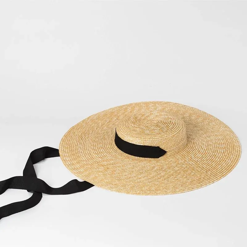 Wide Brim Straw Boater Hat