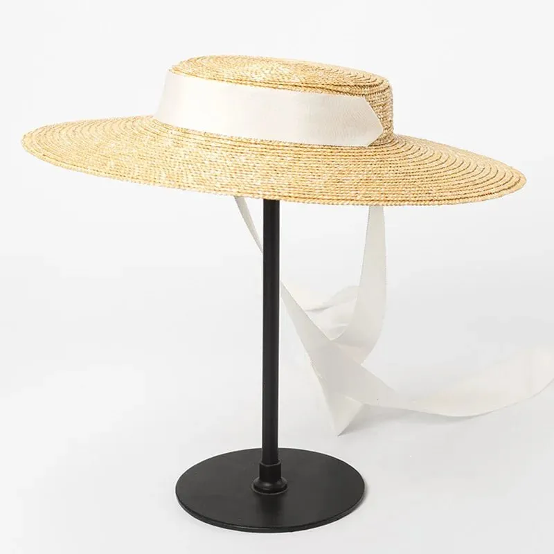 Wide Brim Straw Boater Hat