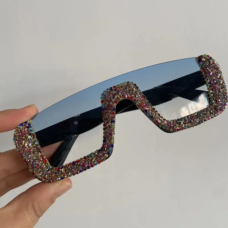 Women's Eyewear Haft Frame Vintage Classic Crystal Party Bling Sunglasses