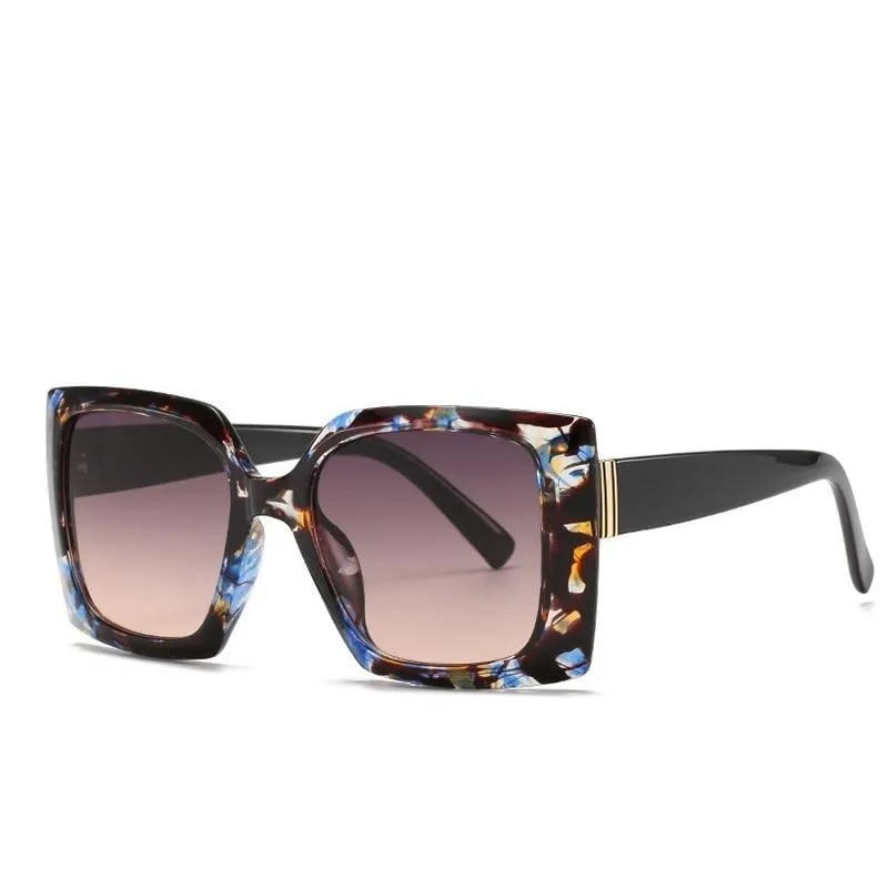 Women's Floral Oversized Square Sunglasses with Gradient Lens