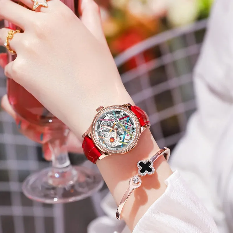 Women's Luxury Little Daisy Sapphire Crystal Diamond Luminous Watch