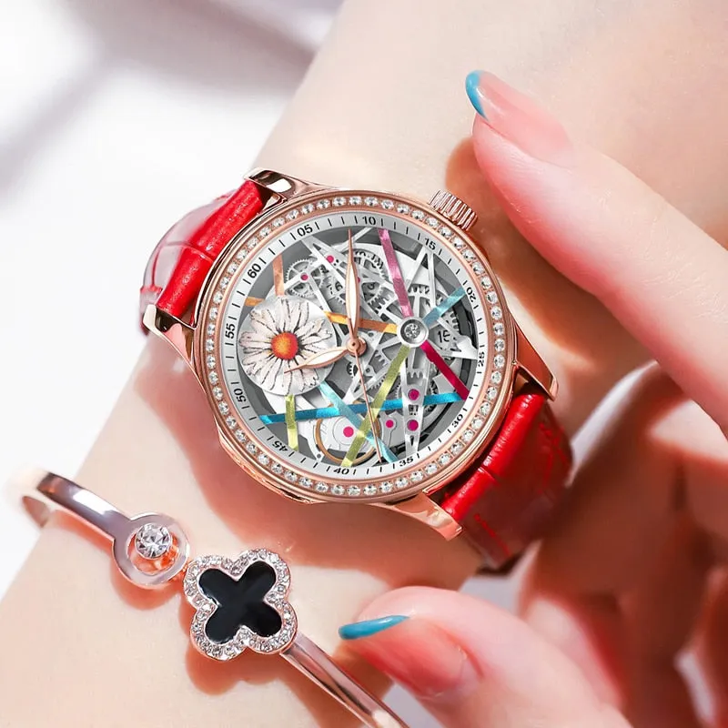 Women's Luxury Little Daisy Sapphire Crystal Diamond Luminous Watch